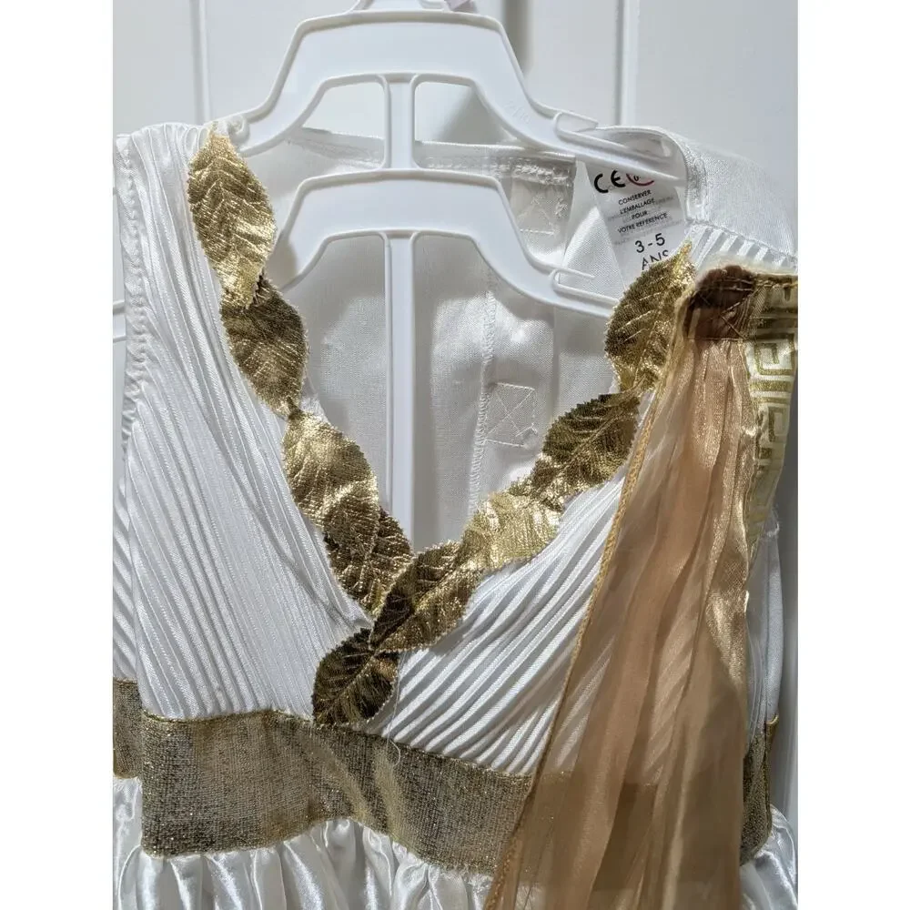 Roman Greek Goddess Halloween Costume Cosplay Dress Headband Kids Size 3-5